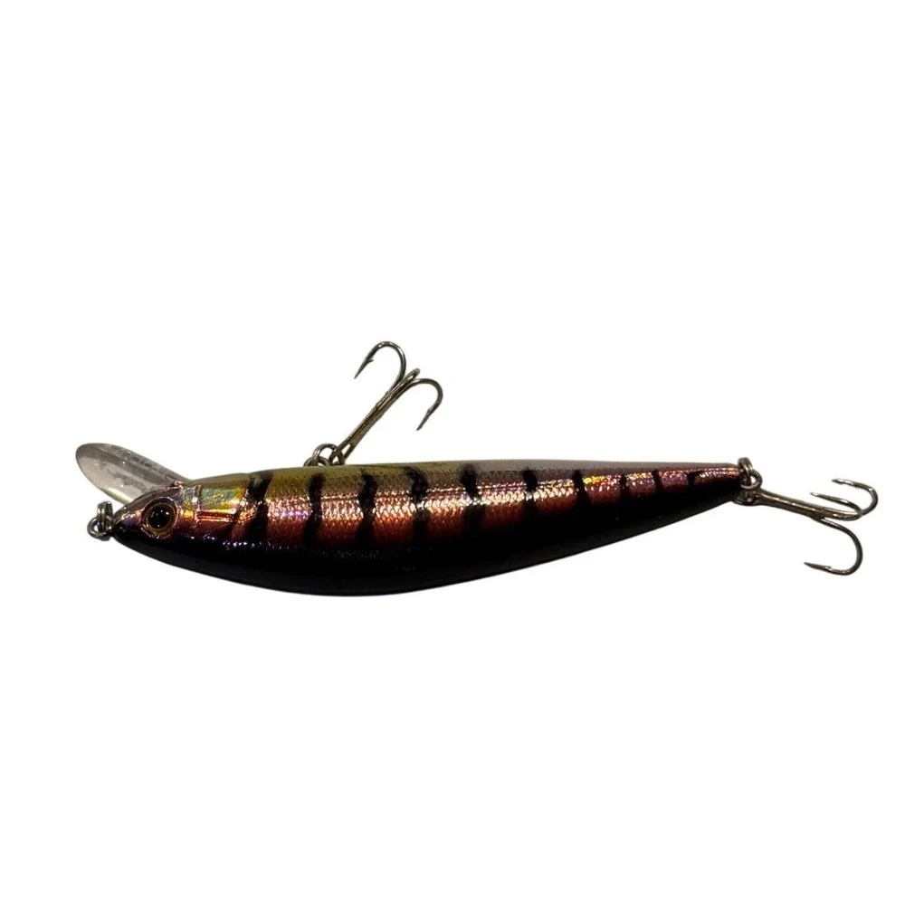 Iridescent Tiger Stripe Minnow Jerkbait Fishing Lure 2.5 Inch Shallow Diver